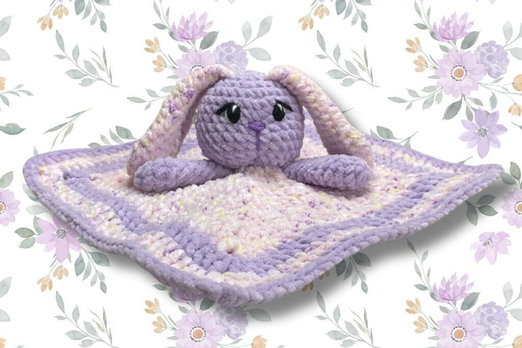bunny lovey crochet pattern purple skinny chenille
