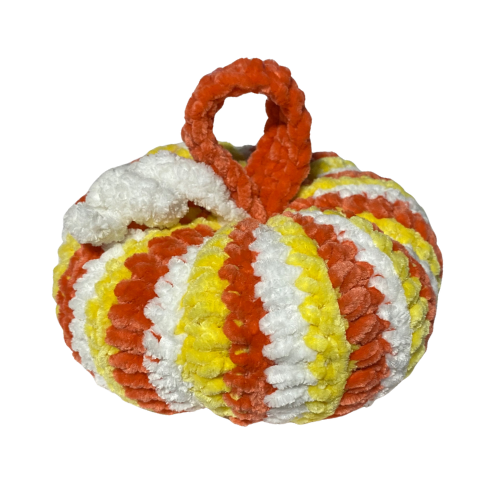 pumpkin crocheted using Dollar Tree yarn
